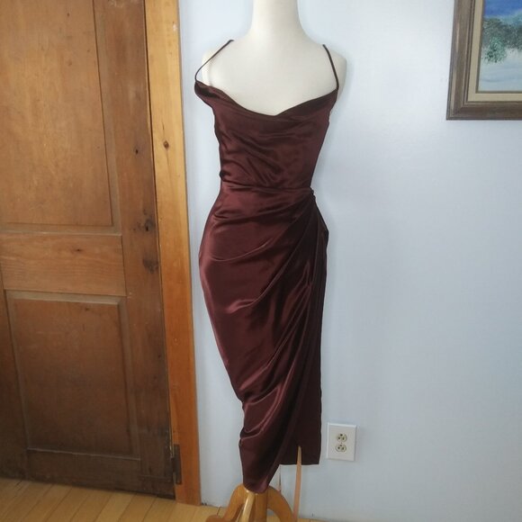 NWT House of CB London Satin Gathered Corset Reva Dress size small very sexy - Picture 3 of 16